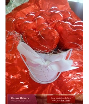 Bucket of Chocolate Heart Lollies Bucket of Chocolate Heart Lollies